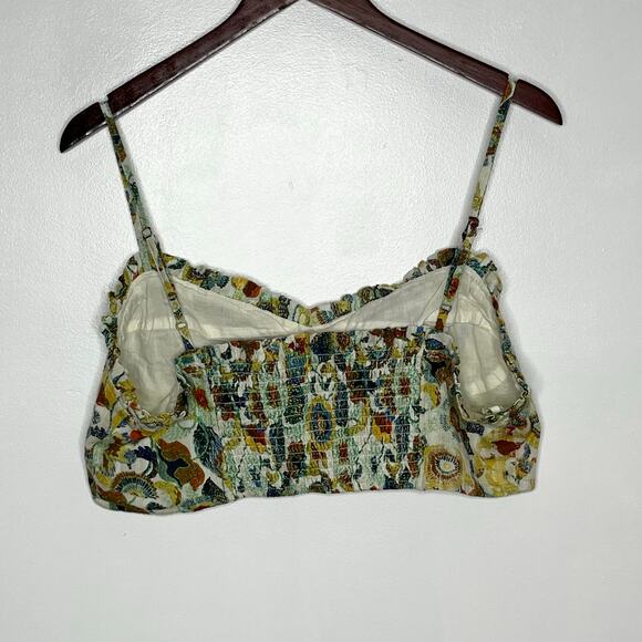 Anthropologie Crop Top 2 Piece Set Womens Large Green Floral Cotton Resort Wear - Picture 11 of 15